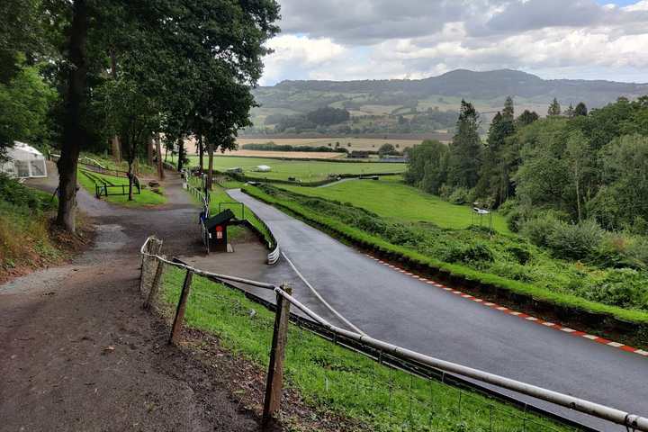 The narrow course of the Shelsley Walsh hill climb