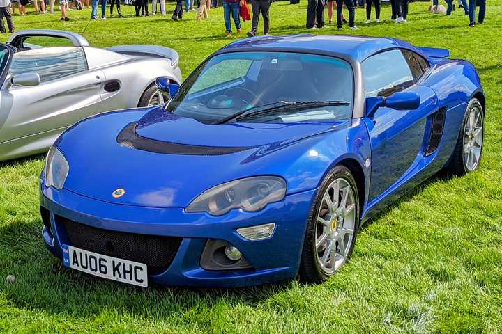 A blue Lotus Europa S coupé