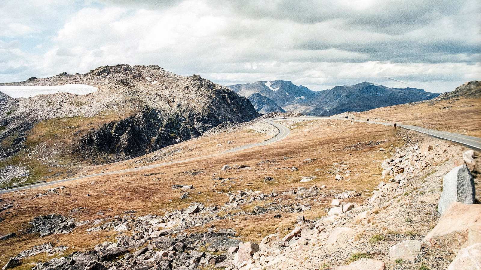 Switchbacks of the Beartooth Highway climbing towards the high plateau