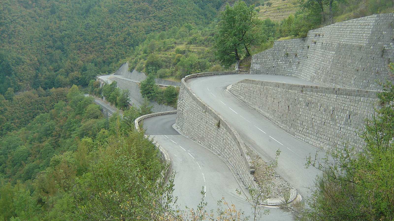 Tight hairpin bends on the Col de Turini road near Moulinet