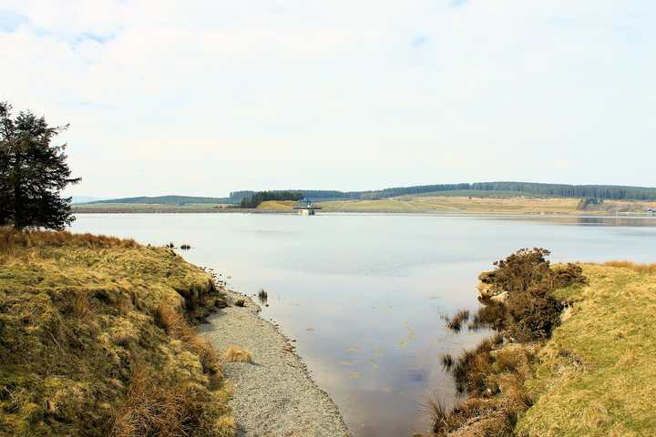 Llyn Brenig reservoir on the Denbigh Moors beside the B4501