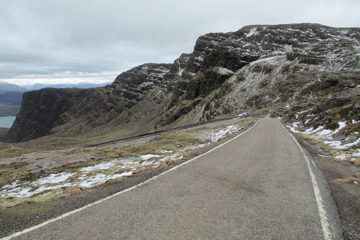 The single-track Bealach na Bà road crossing the mountains to Applecross