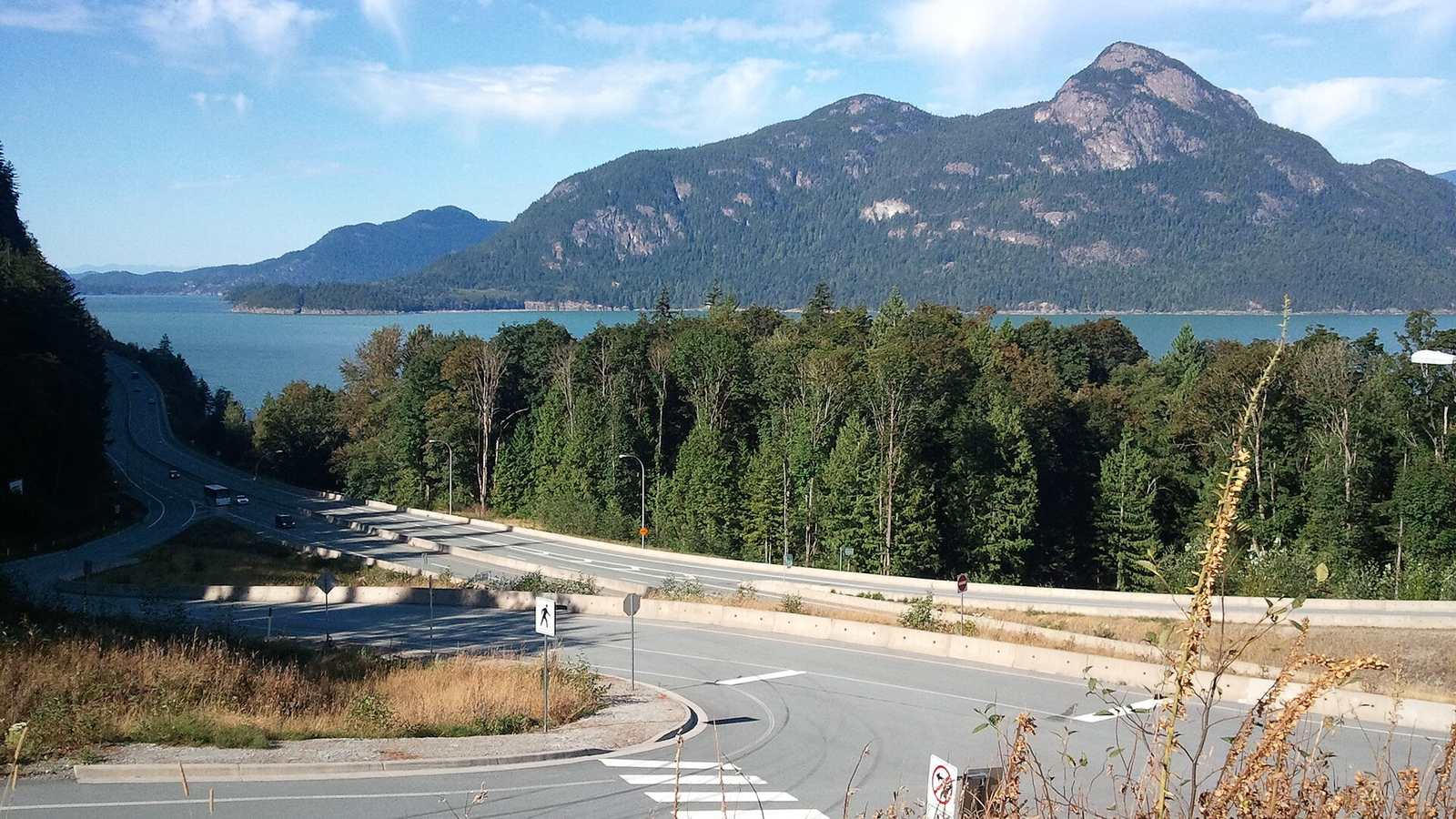The Sea to Sky Highway beside Howe Sound in British Columbia